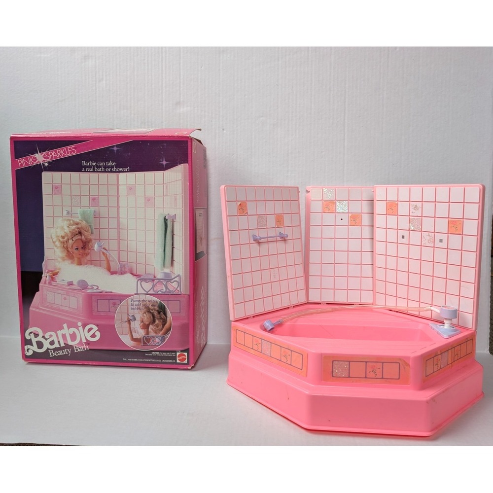 Vintage Barbie Beauty Bath INCOMPLETE in Box Pink Sparkles 1990 Mattel